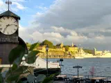 Akershus Fortress and naval vessels across Oslo's waterfront