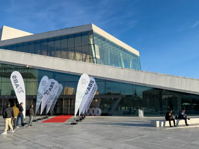 The Oslo Opera House prepared for the Oslo Ocean Days gala